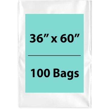 36X60 inches Clear Flat Poly Bags 2Mil Open Top (LDPE)